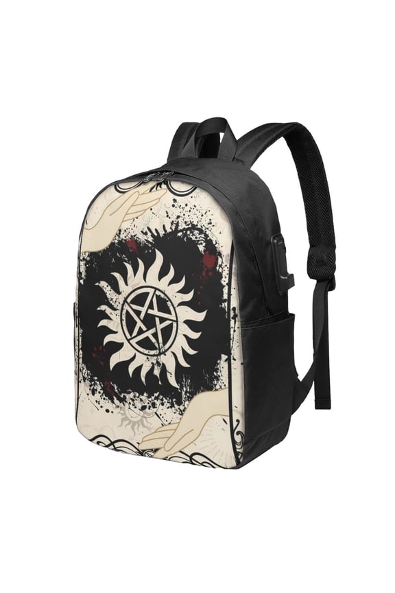 Supernatural Backpack For Men Women Teen , Water Resistant Casual Daypack Fits Laptop With Usb Charging Port,17 In Bookbag For Travel,Hiking,Gift