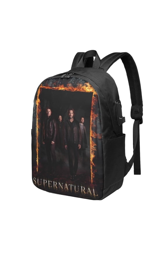 Supernatural Backpack For Men Women Teen , Water Resistant Casual Daypack Fits Laptop With Usb Charging Port,17 In Bookbag For Travel,Hiking,Gift