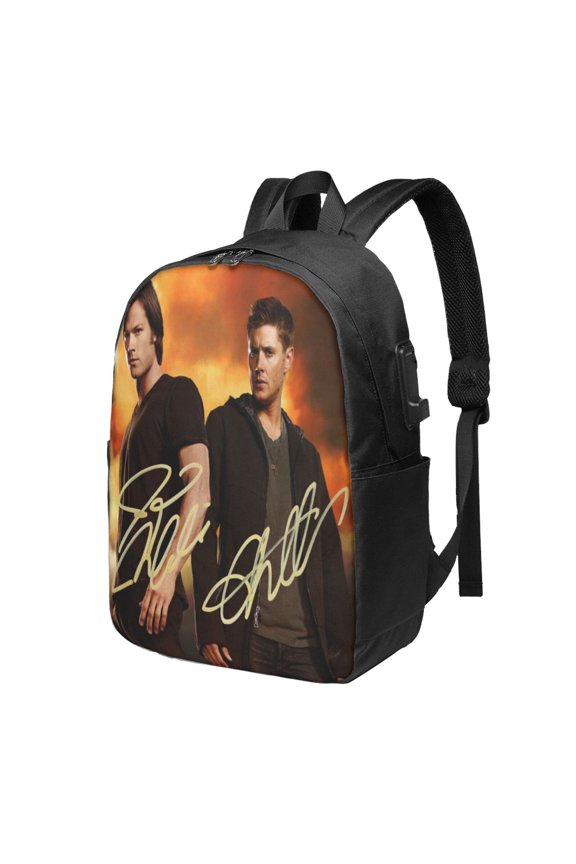 Supernatural Backpack For Men Women Teen , Water Resistant Casual Daypack Fits Laptop With Usb Charging Port,17 In Bookbag For Travel,Hiking,Gift