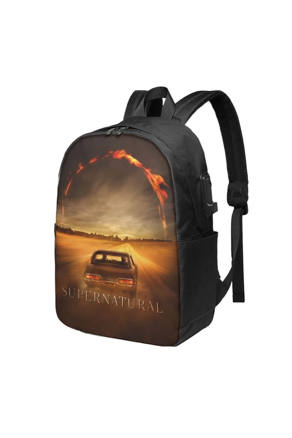 Supernatural Backpack For Men Women Teen , Water Resistant Casual Daypack Fits Laptop With Usb Charging Port,17 In Bookbag For Travel,Hiking,Gift