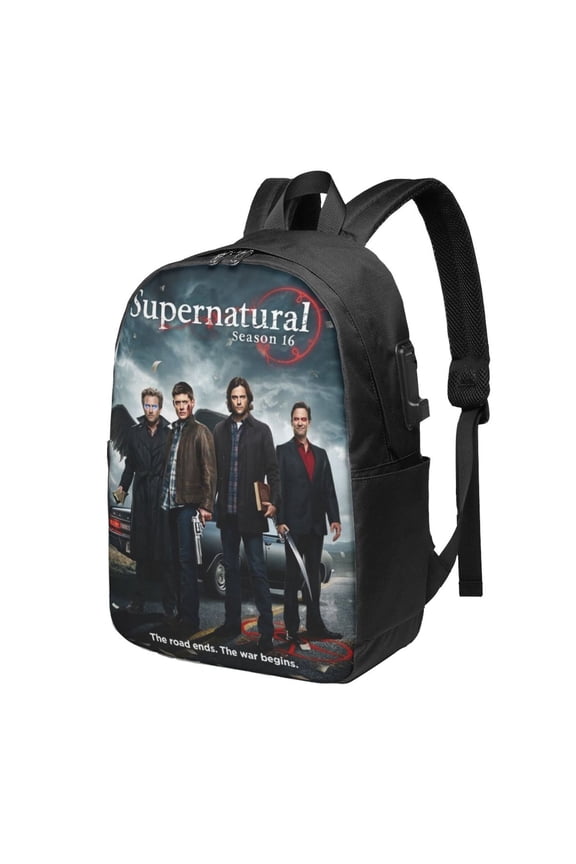Supernatural Backpack For Men Women Teen , Water Resistant Casual Daypack Fits Laptop With Usb Charging Port,17 In Bookbag For Travel,Hiking,Gift