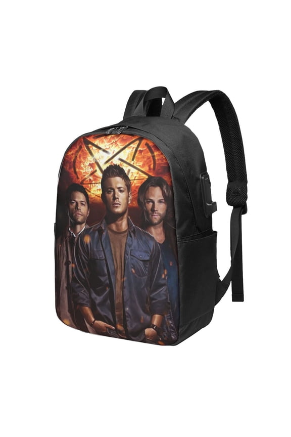 Supernatural Backpack For Men Women Teen , Water Resistant Casual Daypack Fits Laptop With Usb Charging Port,17 In Bookbag For Travel,Hiking,Gift