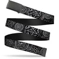 thumbnail image 1 of Adjustable Belt, Clamp Buckle, Cut-to-Fit, Supernatural Devils Trap Pentagrams Grays Black White, 1 of 3