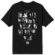 Supernatural Black & White Character Grid Adult Black Crew Neck Short Sleeve T-shirt-XXL