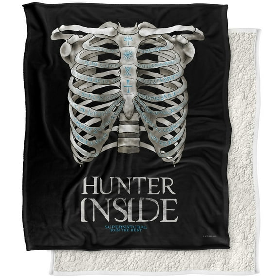 Supernatural Blanket, 50"x60", Hunter Inside Silky Touch Sherpa Back Super Soft Throw Blanket