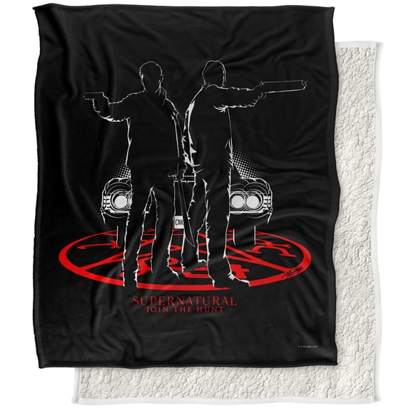 Supernatural Blanket, 50"x60", Silhouettes Silky Touch Sherpa Back Super Soft Throw Blanket