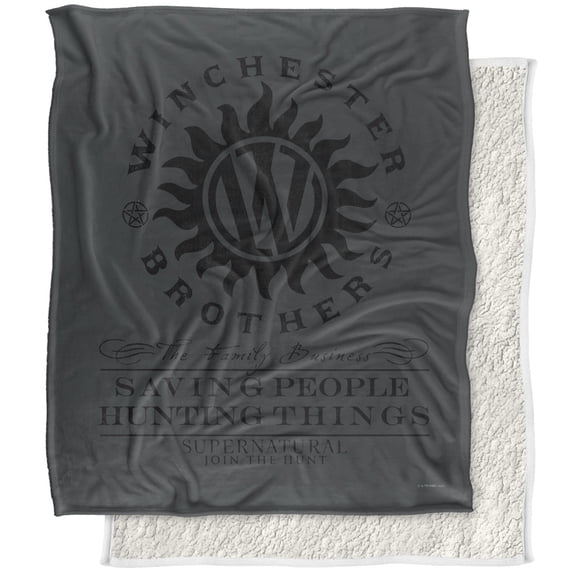 Supernatural Blanket, 50"x60", Winchester Anti Possession Silky Touch Sherpa Back Super Soft Throw Blanket
