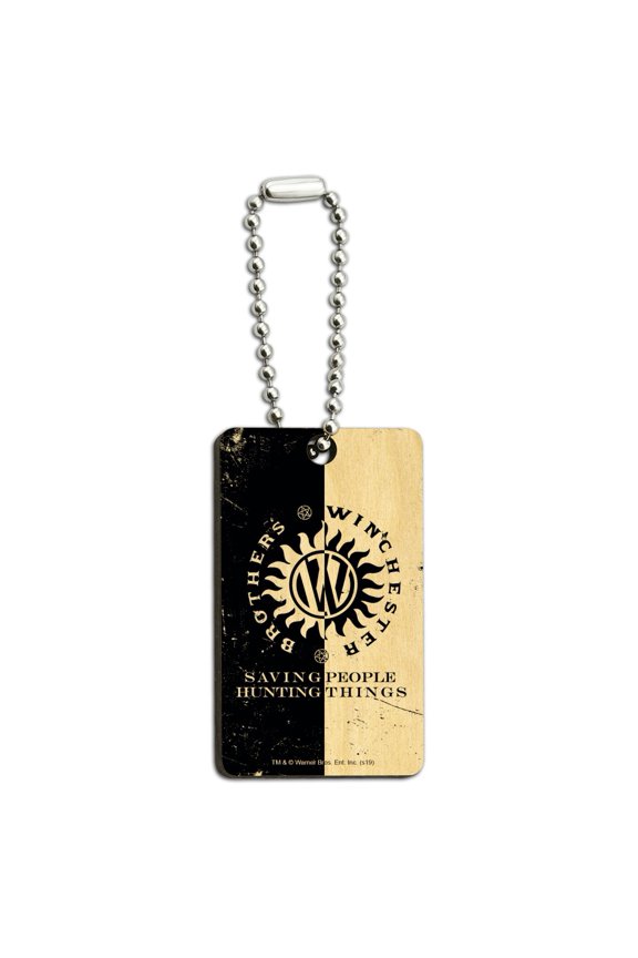Supernatural Brother Wood Wooden Rectangle Keychain Key Ring