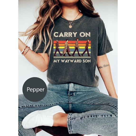 Supernatural Carry On My Wayward Son Vintage Comfort Colors Shirt T-Shirt, Trendy Abbey Road Shirt, Supernatural Shirt, Winchester Shirt2023