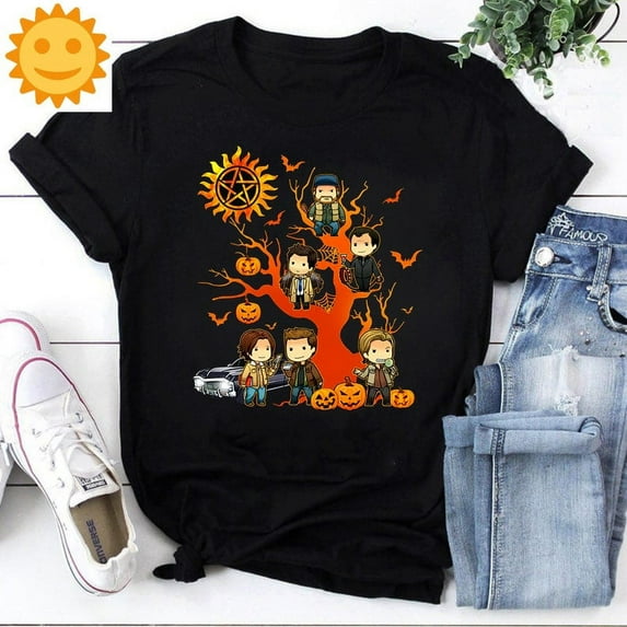 Supernatural Characters Chibi Halloween Vintage T-Shirt, Halloween Shirt, Supernatural Shirt, Adventure Movie Shirt, Fantasy Movie Shirt