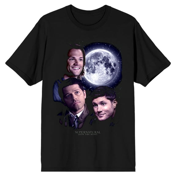 Supernatural Characters and Full Moon Men's Black T-shirt-XX-Large