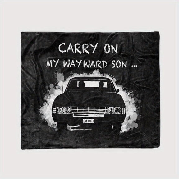 Supernatural Classic Car Pattern Office Chair Blanket, Carrying My Wayward Son Theme, Soft Polyester Suitable for All Seasons, Durable Lightweight Home Decor Accessory