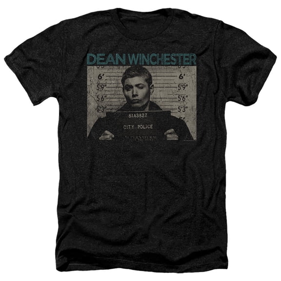 Supernatural - Dean Mug Shot - Heather Short Sleeve Shirt - Large