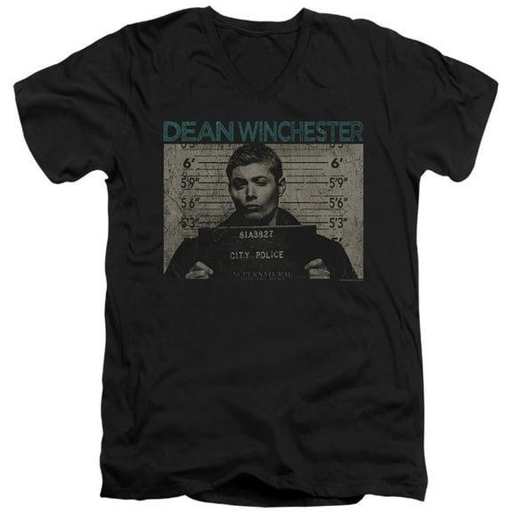 Supernatural - Dean Mug Shot - Slim Fit V Neck Shirt - Large