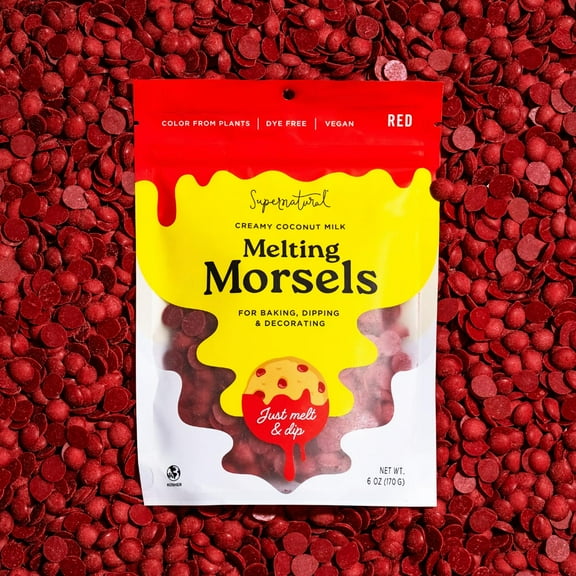Supernatural Vegan Dye-Free Melting Morsels, Red - Plant-Based, Kosher, No Artificial Colors, 6oz