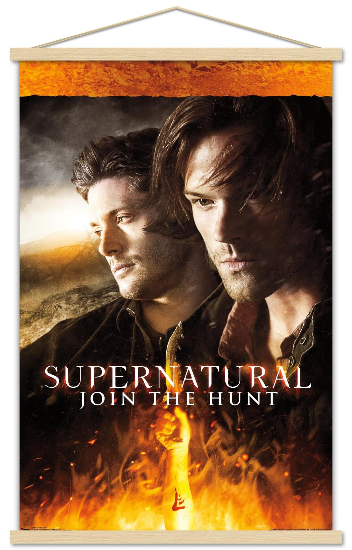 Supernatural - Fire Wall Poster with Wooden Magnetic Frame, 22.375" x 34"
