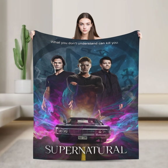 Supernatural Flannel Blanket Funny Ultra-Soft Micro Warm Throw Blanket For Boys Girls Young Adults, Warm Flannel Blanket For Living Room Bedroom Couch Bed 60"X50"