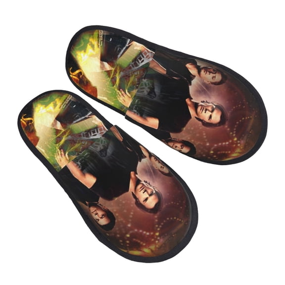 Supernatural Furry Slippers For Men Women Fuzzy House Slippers Winter Anti-Slip Indoor And Outdoor Slip On Shoes Large