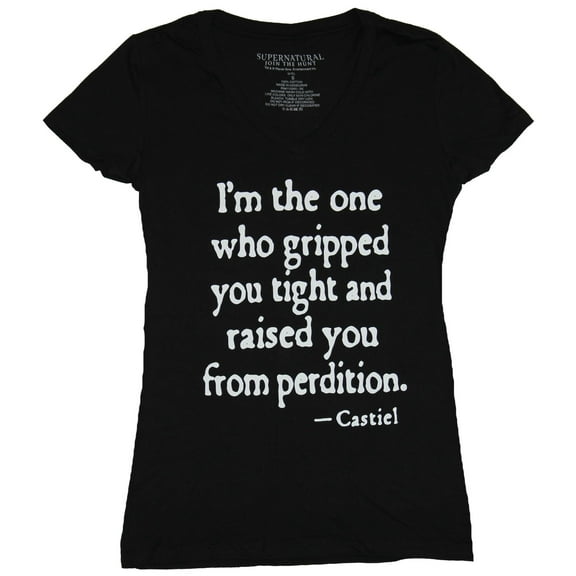 Supernatural Girls Juniors T-Shirt - I'm the One Who Gripped You Winged Back (Medium)