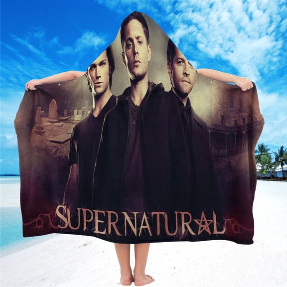 Supernatural Hooded Kids Beach Towels Bath Hat Toddler Microfiber Swim Cover-ups Poncho Absorbent Pool Wrap