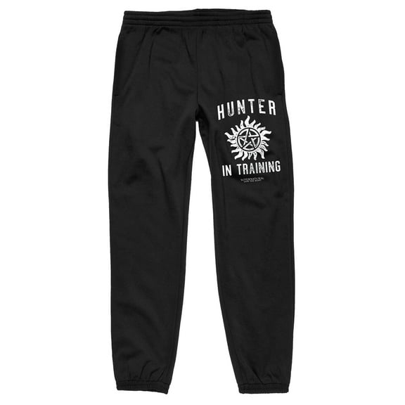 Supernatural Hunter in Training Star in Circle Men's Black Graphic Jogger Pants-XL