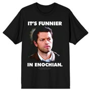 Supernatural Its Funnier In Enochian Mens Black T-shirt-5XL