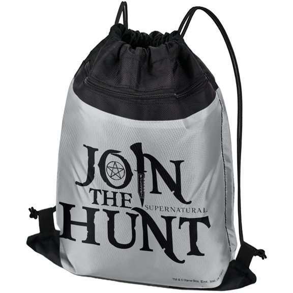 Supernatural Join The Hunt Drawstring Backpack Sports Bag Sackpack 17" x 13", Perfect for Gym, Yoga or Practice
