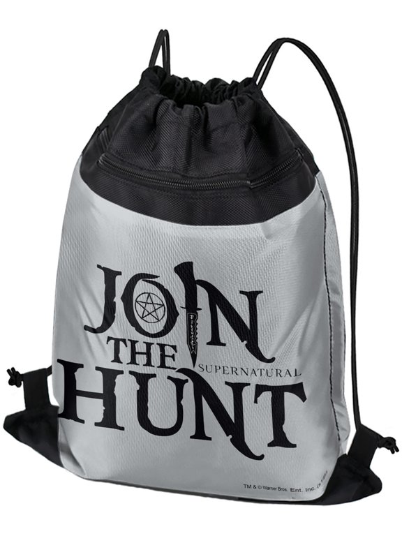 Supernatural Join The Hunt Drawstring Backpack Sports Bag Sackpack 17" x 13", Perfect for Gym, Yoga or Practice