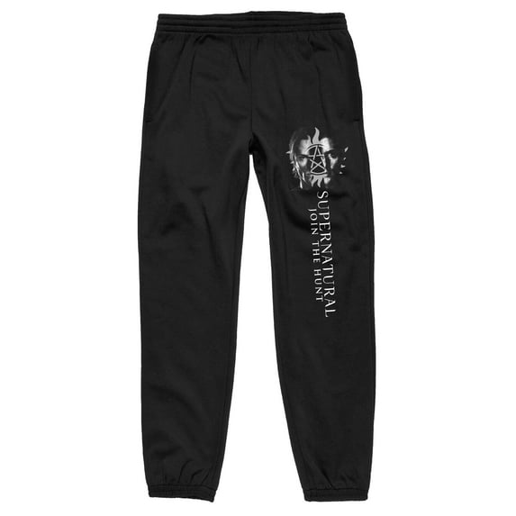 Supernatural Join the Hunt Star in Circle Men's Black Graphic Jogger Pants-XXL