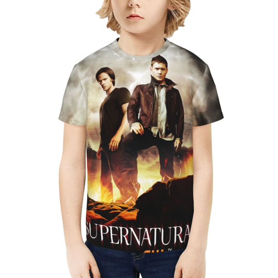 Supernatural Kids T-Shirt 3d Printed Graphic T-Shirts Boys And Girls Short Sleeve Shirts For Youth Kids X-Small