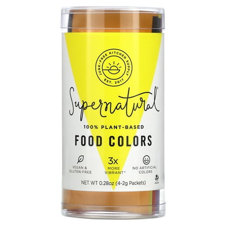 Supernatural Kitchen Plant-Based Food Coloring, Natural Dyes, 4 Packets, 0.28 oz Each
