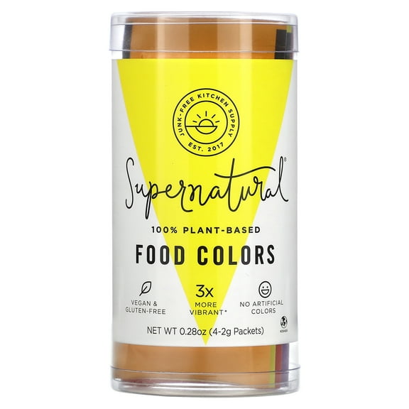 Supernatural Kitchen Plant-Based Food Coloring, Natural Dyes, 4 Packets, 0.28 oz Each