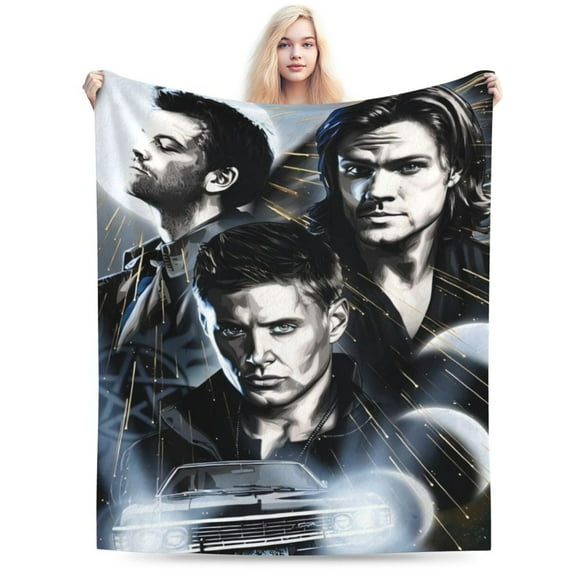 Supernatural Merchandise Supernatural TV Show Merchandise Supernatural Blanket - Comfortable Cartoon Flannel Blanket, All Seasons, 100% Polyester, Vintage Style