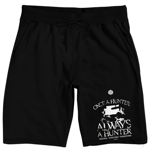 Supernatural Once A Hunter Always A Hunter Men's Black Sleep Pajama Shorts-Medium