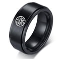 thumbnail image 1 of Supernatural Pentagram Pentacle Spinner Ring, Cross Star of David Yin Yang OM Triquetra Multi-religious Symbols Amulet Finger Ring, Sacred Protection Jewelry for Men Women, #12, Black, 1 of 6