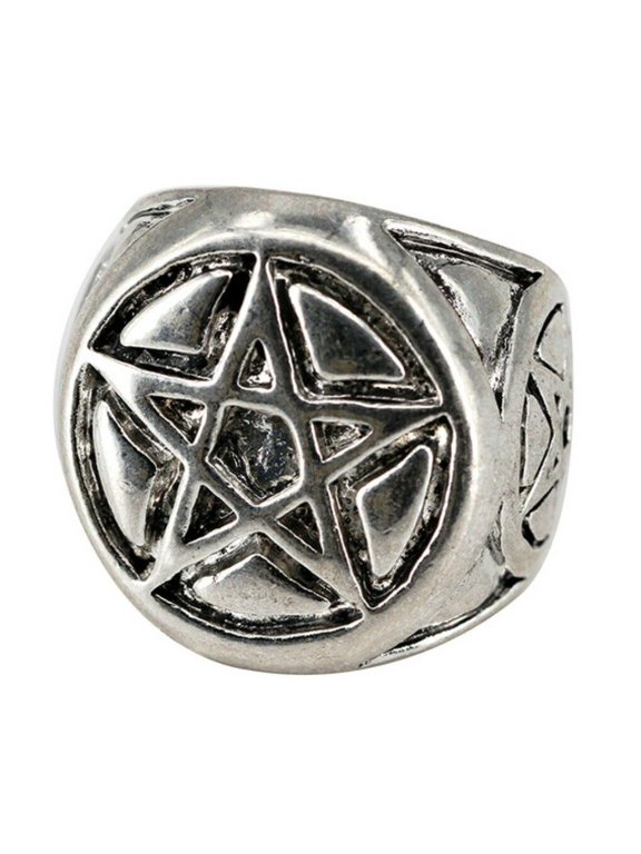 Supernatural Pentagram Symbol Metal Adult Size Statement Ring Size 8