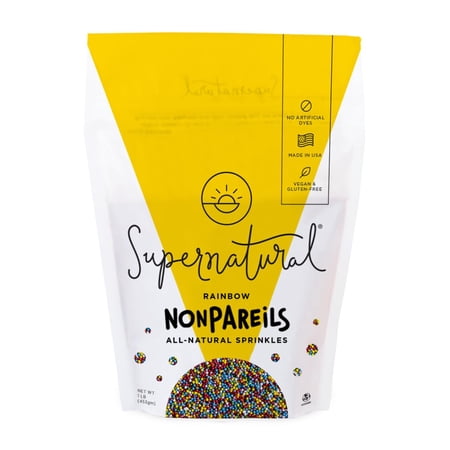 Supernatural Rainbow Nonpareils, Dye-Free Natural Sprinkles, Vegan, Gluten-Free, 16oz, USA Made