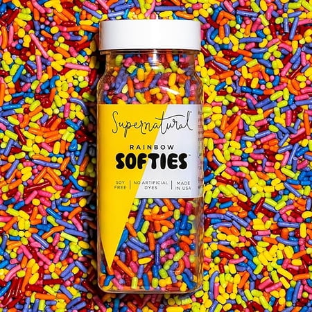 Supernatural Rainbow Softies Natural Sprinkles, Dye-Free Dessert Topping, 3 oz