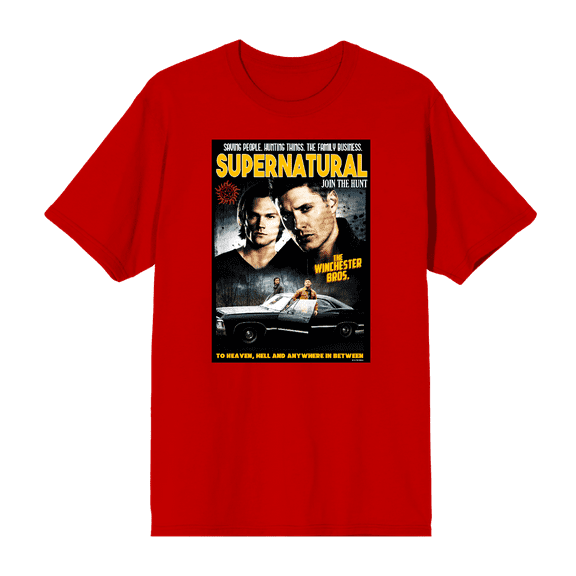 Supernatural Sam & Dean Poster Art Crew Neck Short Sleeve Men's T-shirt-3XL
