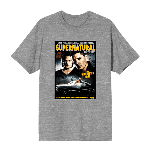 Supernatural Sam & Dean Poster Art Crew Neck Short Sleeve Men's T-shirt-Small