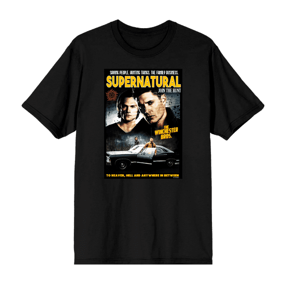 Supernatural Sam & Dean Poster Art Crew Neck Short Sleeve Men's T-shirt-XL