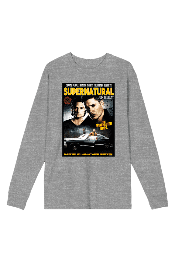 Supernatural Sam & Dean Poster Art Long Sleeve Unisex Adult Tee-XL
