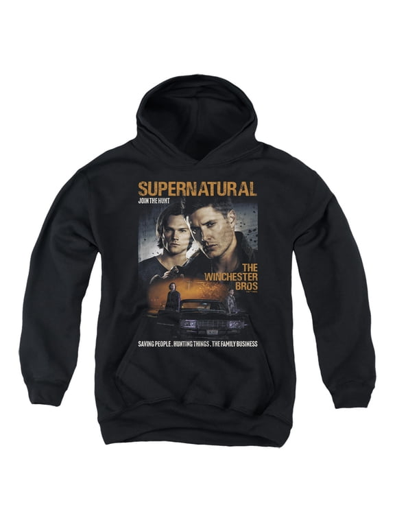 Sam and Dean Poster Youth Kids Boy/Girls Pull-Over Hoodie, Black, Small