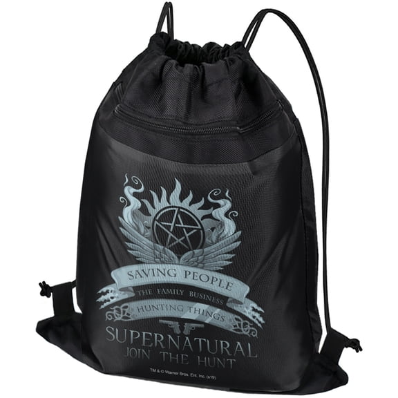 Supernatural Saving People Hunting Things Drawstring Backpack Sports Bag Sackpack 17" x 13", Perfect for Gym, Yoga or Practice