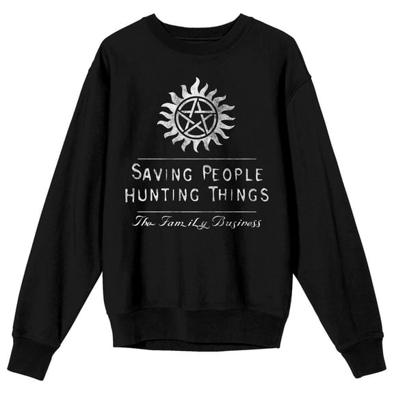 Supernatural Saving People Hunting Things Men's Black Long Sleeve Shirt-Large