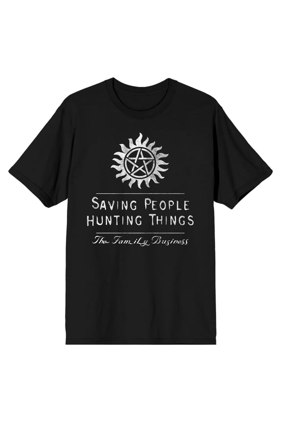 Supernatural Saving People Hunting Things Men's Black T-shirt-5XL