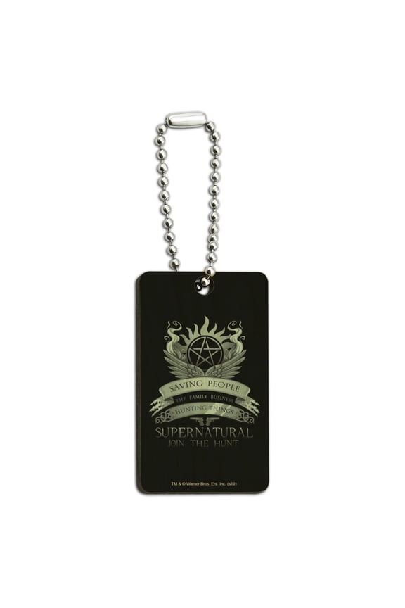 Supernatural Saving People Hunting Things Wood Wooden Rectangle Keychain Key Ring