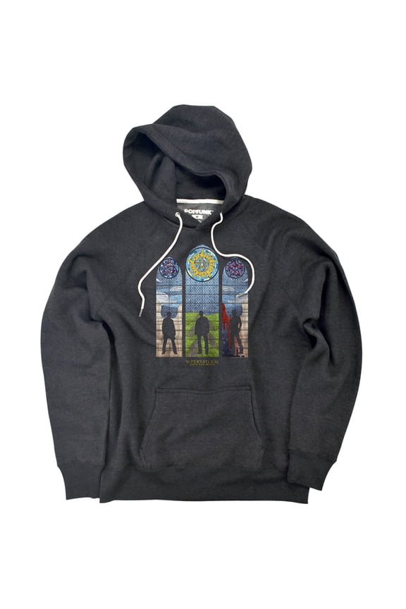 Stained Glass Trio Unisex Adult Slim Fit Pull-Over Heather Hoodie, Charcoal, Small