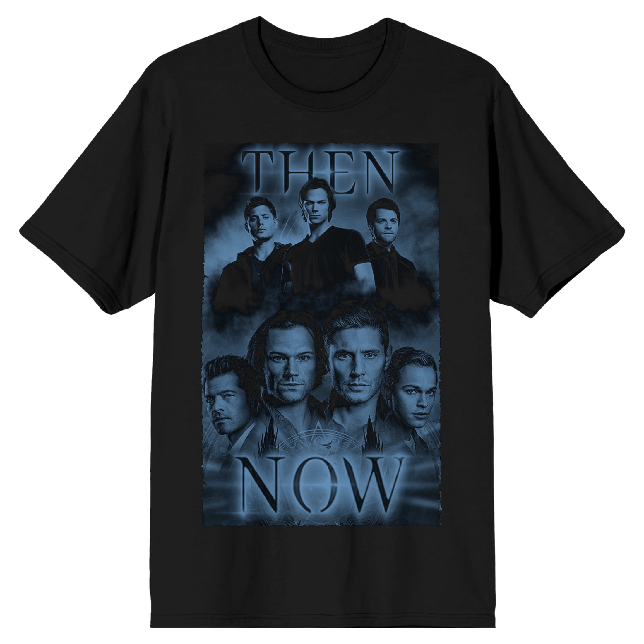 Supernatural TV Series Men's Then Now Black Graphic T-Shirt