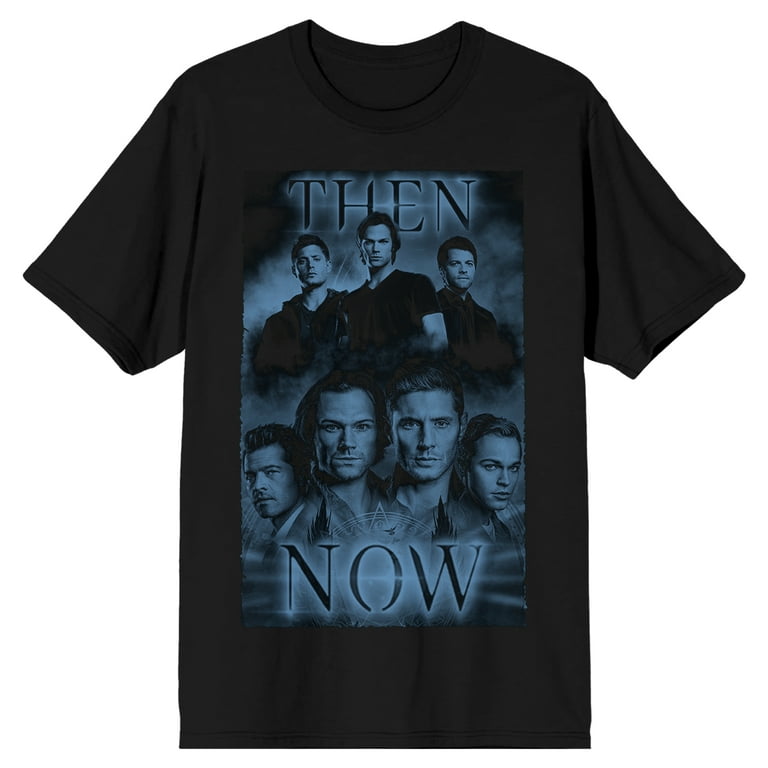 Supernatural TV Series Men's Then & Now Black Graphic T-Shirt